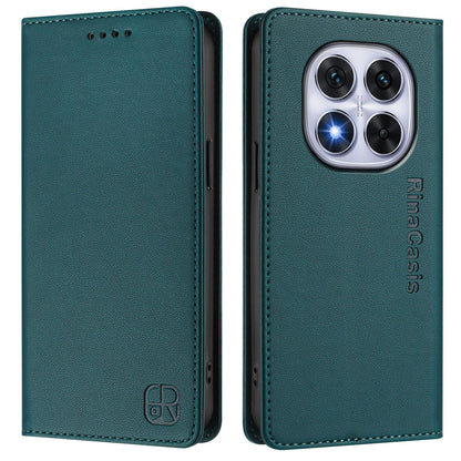 Xiaomi Redmi Note 14 Pro 5G Dual-Folded Magnetic Suction RFID Blocking PU Leather Wallet Phone Case with Card Slots, Cash Pocket, Kickstand, Full Protective Flip Cover