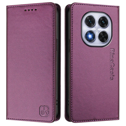 Xiaomi Poco X7 5G Dual-Folded Magnetic Suction RFID Blocking PU Leather Wallet Phone Case with Card Slots, Cash Pocket, Kickstand, Full Protective Flip Cover