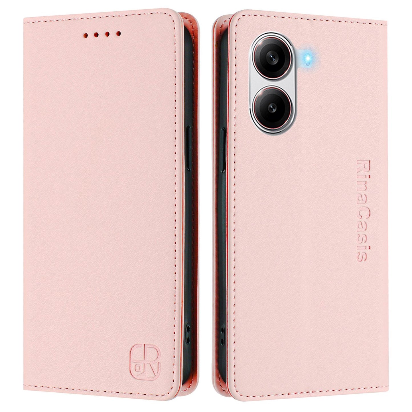 Xiaomi Poco X7 Pro 5G Dual-Folded Magnetic Suction RFID Blocking PU Leather Wallet Phone Case with Card Slots, Cash Pocket, Kickstand, Full Protective Flip Cover