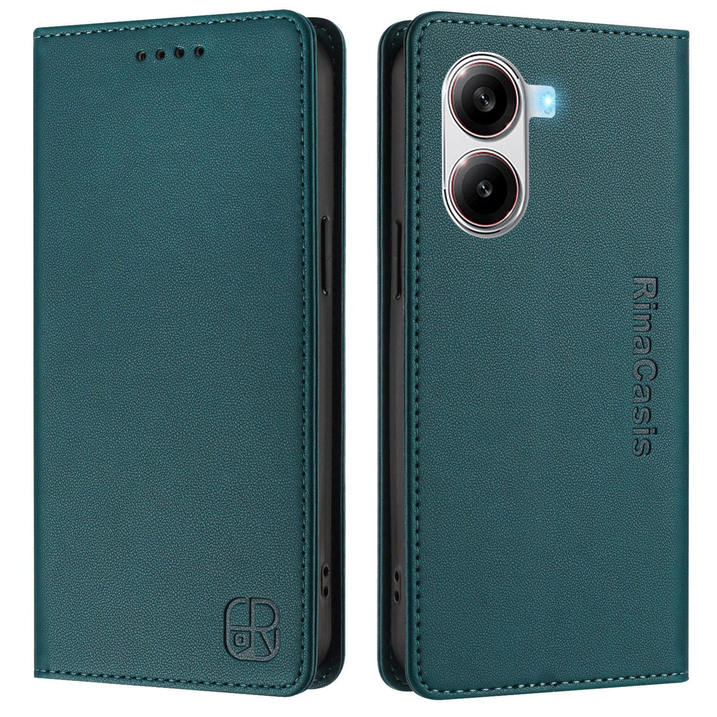 Xiaomi Poco X7 Pro 5G Dual-Folded Magnetic Suction RFID Blocking PU Leather Wallet Phone Case with Card Slots, Cash Pocket, Kickstand, Full Protective Flip Cover