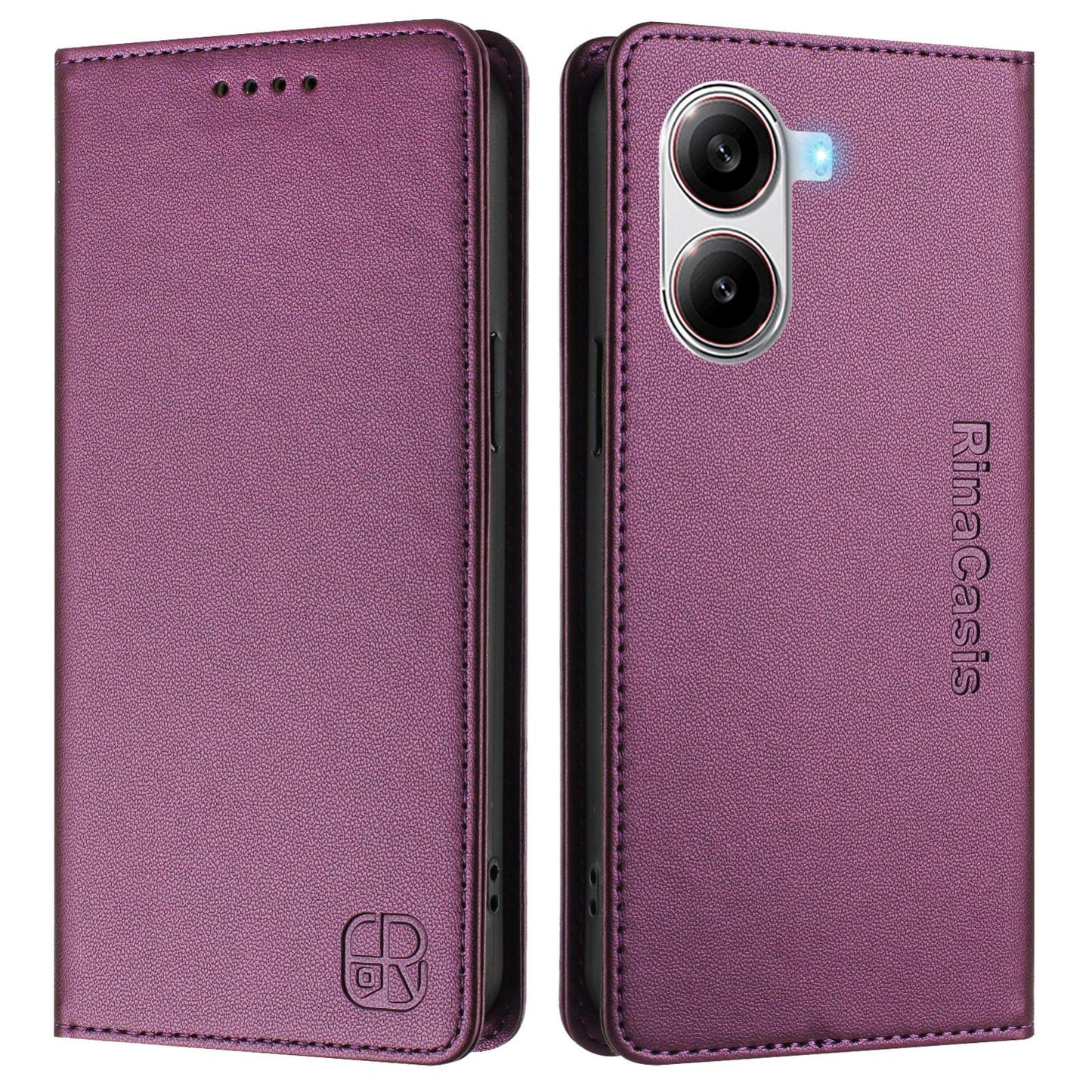 Xiaomi Redmi Turbo 4 5G Dual-Folded Magnetic Suction RFID Blocking PU Leather Wallet Phone Case with Card Slots, Cash Pocket, Kickstand, Full Protective Flip Cover