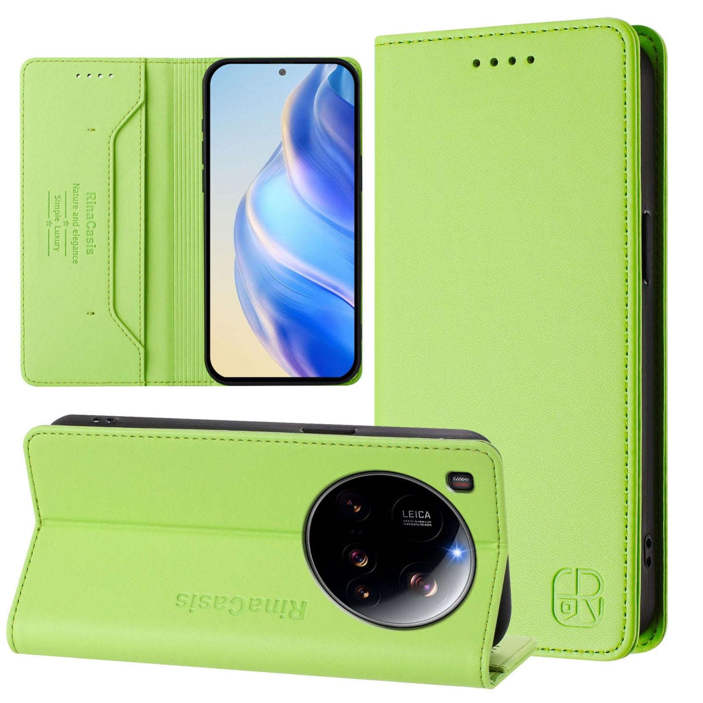 Xiaomi 15 Ultra Dual-Folded Magnetic Suction RFID Blocking PU Leather Wallet Phone Case with Card Slots, Cash Pocket, Kickstand, Full Protective Flip Cover