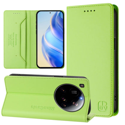 Xiaomi 15 Ultra Dual-Folded Magnetic Suction RFID Blocking PU Leather Wallet Phone Case with Card Slots, Cash Pocket, Kickstand, Full Protective Flip Cover