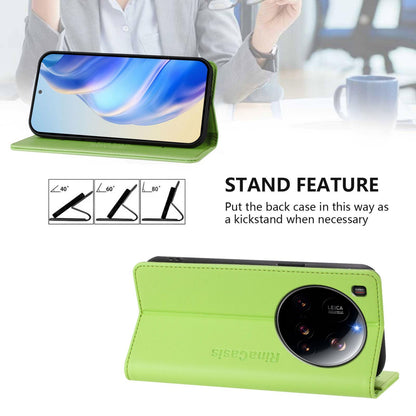 Xiaomi 15 Ultra Dual-Folded Magnetic Suction RFID Blocking PU Leather Wallet Phone Case with Card Slots, Cash Pocket, Kickstand, Full Protective Flip Cover
