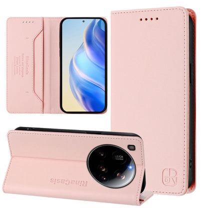 Xiaomi 15 Ultra Dual-Folded Magnetic Suction RFID Blocking PU Leather Wallet Phone Case with Card Slots, Cash Pocket, Kickstand, Full Protective Flip Cover