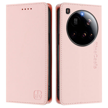Xiaomi 15 Ultra Dual-Folded Magnetic Suction RFID Blocking PU Leather Wallet Phone Case with Card Slots, Cash Pocket, Kickstand, Full Protective Flip Cover