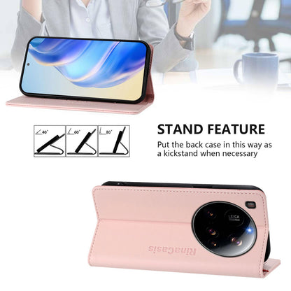 Xiaomi 15 Ultra Dual-Folded Magnetic Suction RFID Blocking PU Leather Wallet Phone Case with Card Slots, Cash Pocket, Kickstand, Full Protective Flip Cover