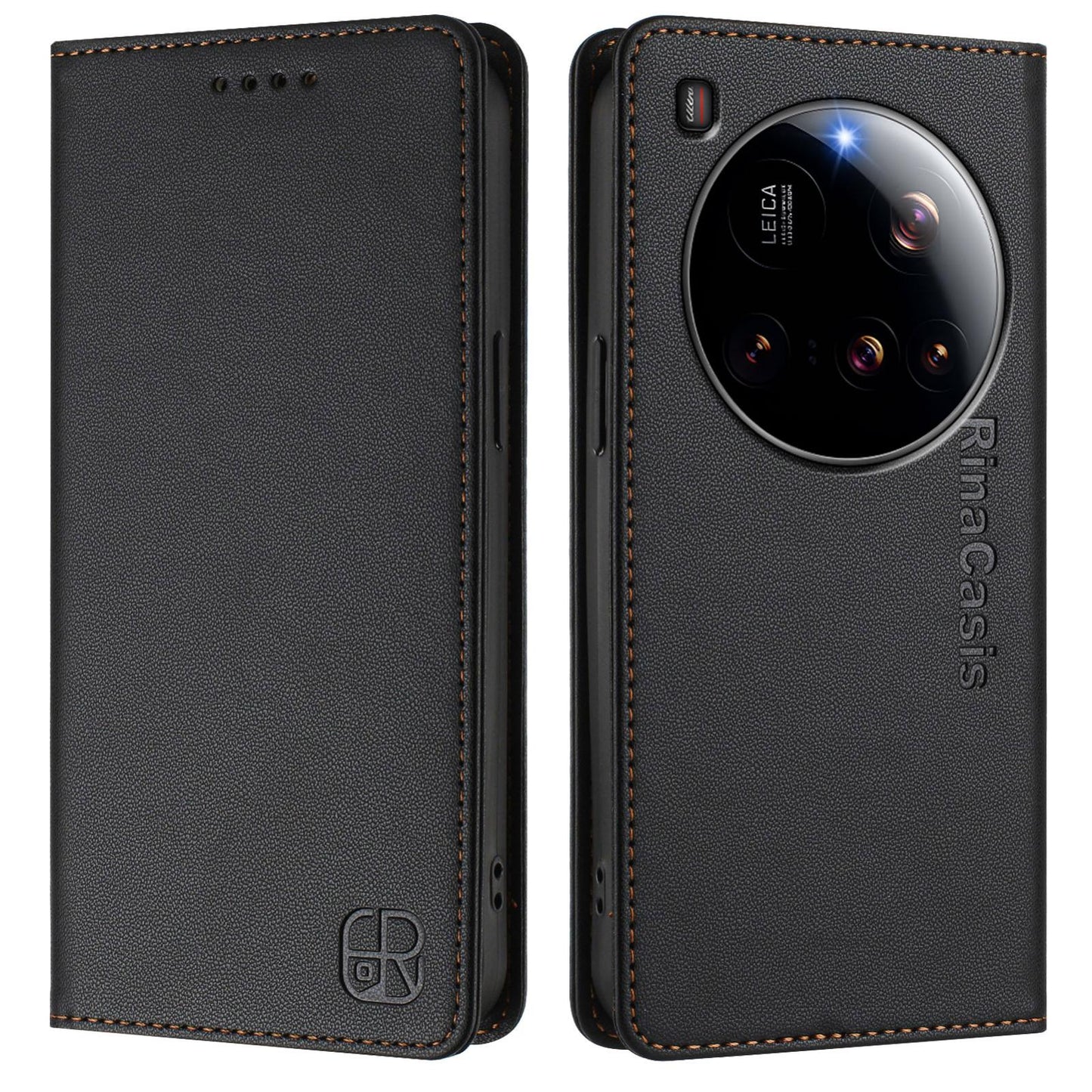 Xiaomi 15 Ultra Dual-Folded Magnetic Suction RFID Blocking PU Leather Wallet Phone Case with Card Slots, Cash Pocket, Kickstand, Full Protective Flip Cover