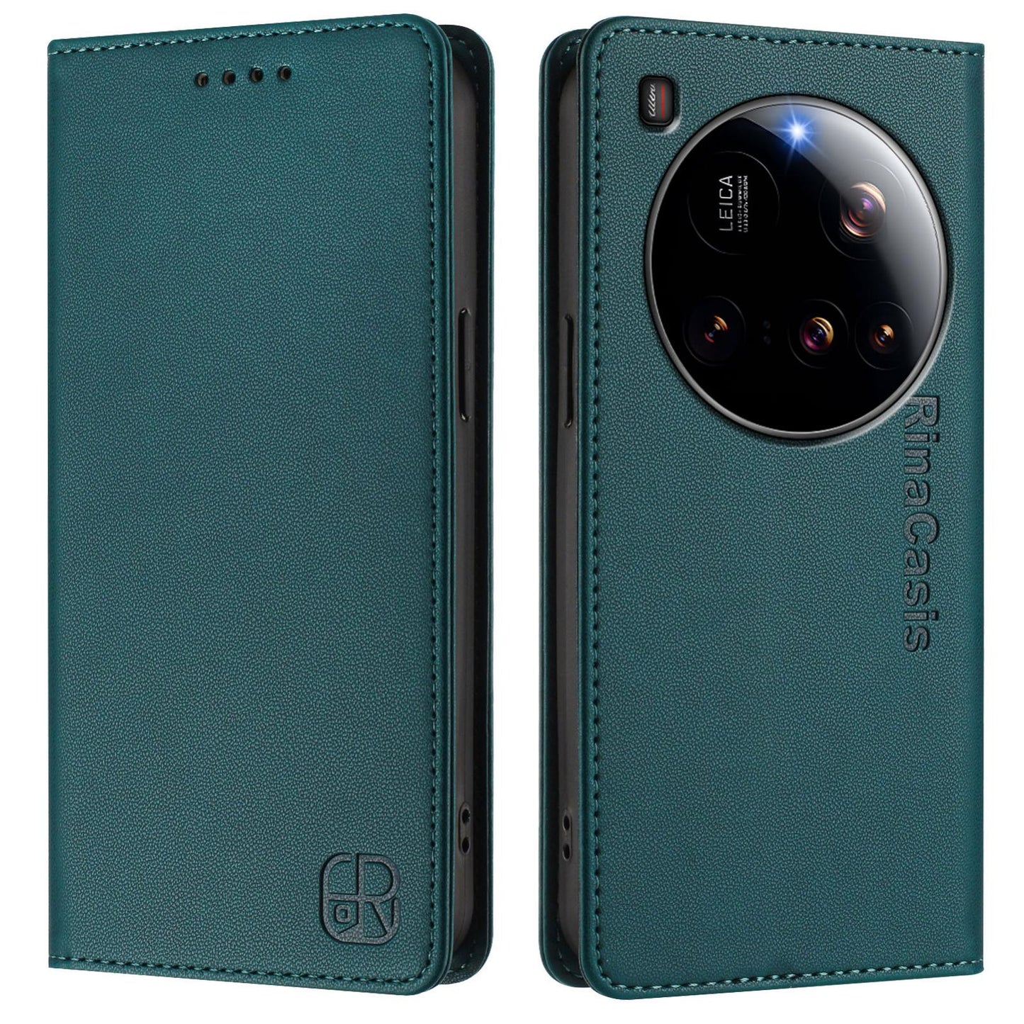 Xiaomi 15 Ultra Dual-Folded Magnetic Suction RFID Blocking PU Leather Wallet Phone Case with Card Slots, Cash Pocket, Kickstand, Full Protective Flip Cover