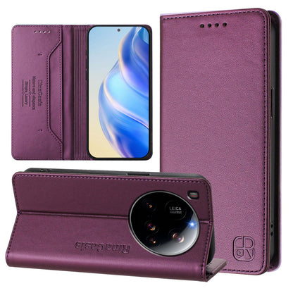 Xiaomi 15 Ultra Dual-Folded Magnetic Suction RFID Blocking PU Leather Wallet Phone Case with Card Slots, Cash Pocket, Kickstand, Full Protective Flip Cover