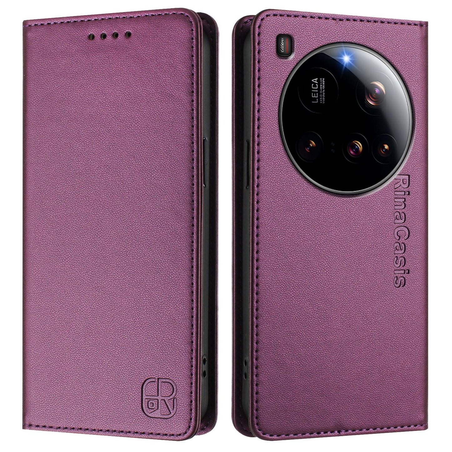 Xiaomi 15 Ultra Dual-Folded Magnetic Suction RFID Blocking PU Leather Wallet Phone Case with Card Slots, Cash Pocket, Kickstand, Full Protective Flip Cover