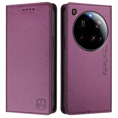Xiaomi 15 Ultra Dual-Folded Magnetic Suction RFID Blocking PU Leather Wallet Phone Case with Card Slots, Cash Pocket, Kickstand, Full Protective Flip Cover