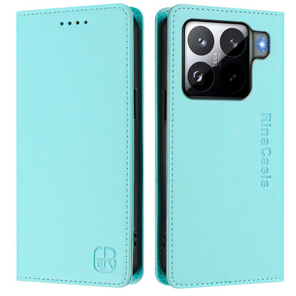 Xiaomi 15S Pro Dual-Folded Magnetic Suction RFID Blocking PU Leather Wallet Phone Case with Card Slots, Cash Pocket, Kickstand, Full Protective Flip Cover