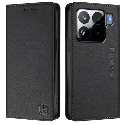 Xiaomi 15S Pro Dual-Folded Magnetic Suction RFID Blocking PU Leather Wallet Phone Case with Card Slots, Cash Pocket, Kickstand, Full Protective Flip Cover