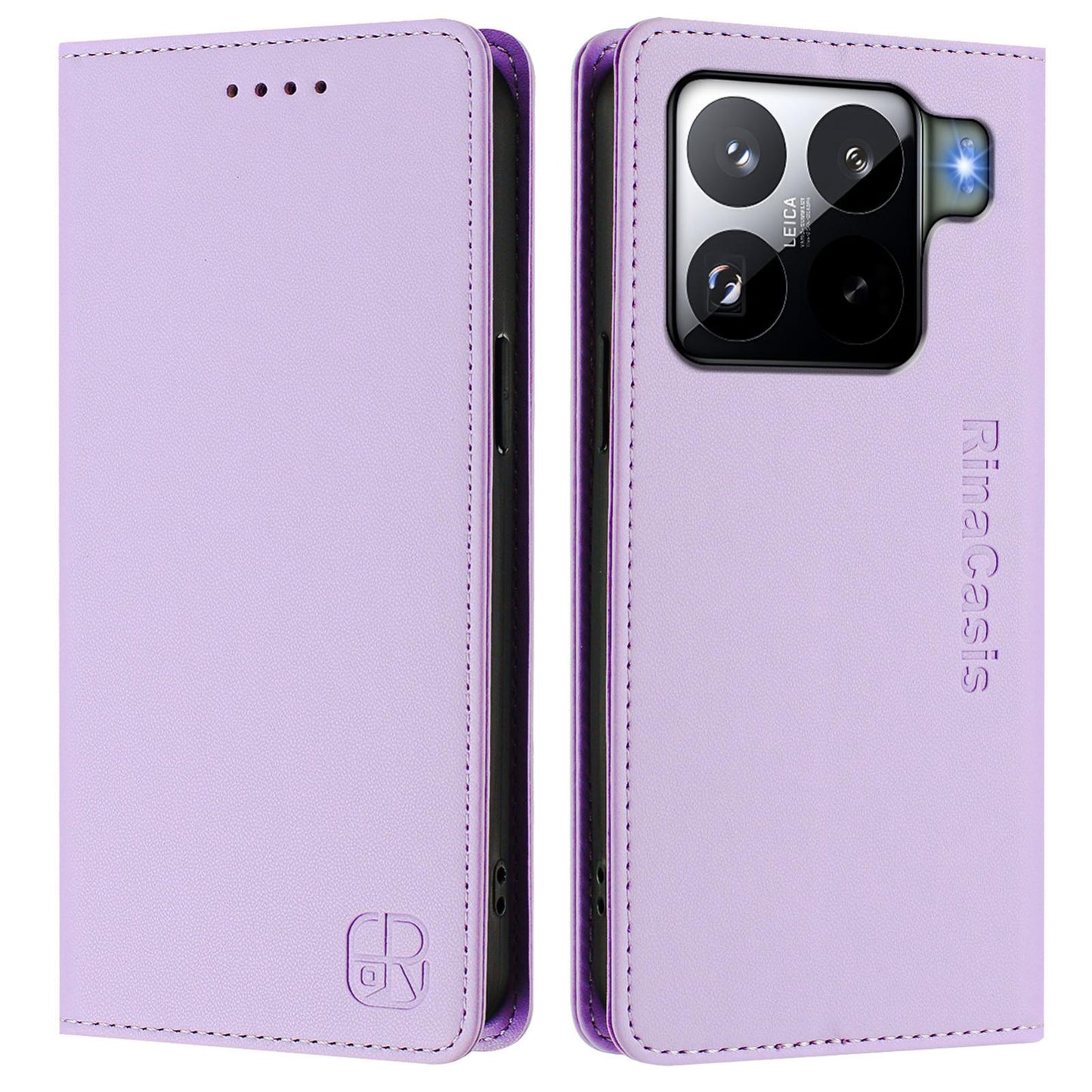 Xiaomi 15S Pro Dual-Folded Magnetic Suction RFID Blocking PU Leather Wallet Phone Case with Card Slots, Cash Pocket, Kickstand, Full Protective Flip Cover