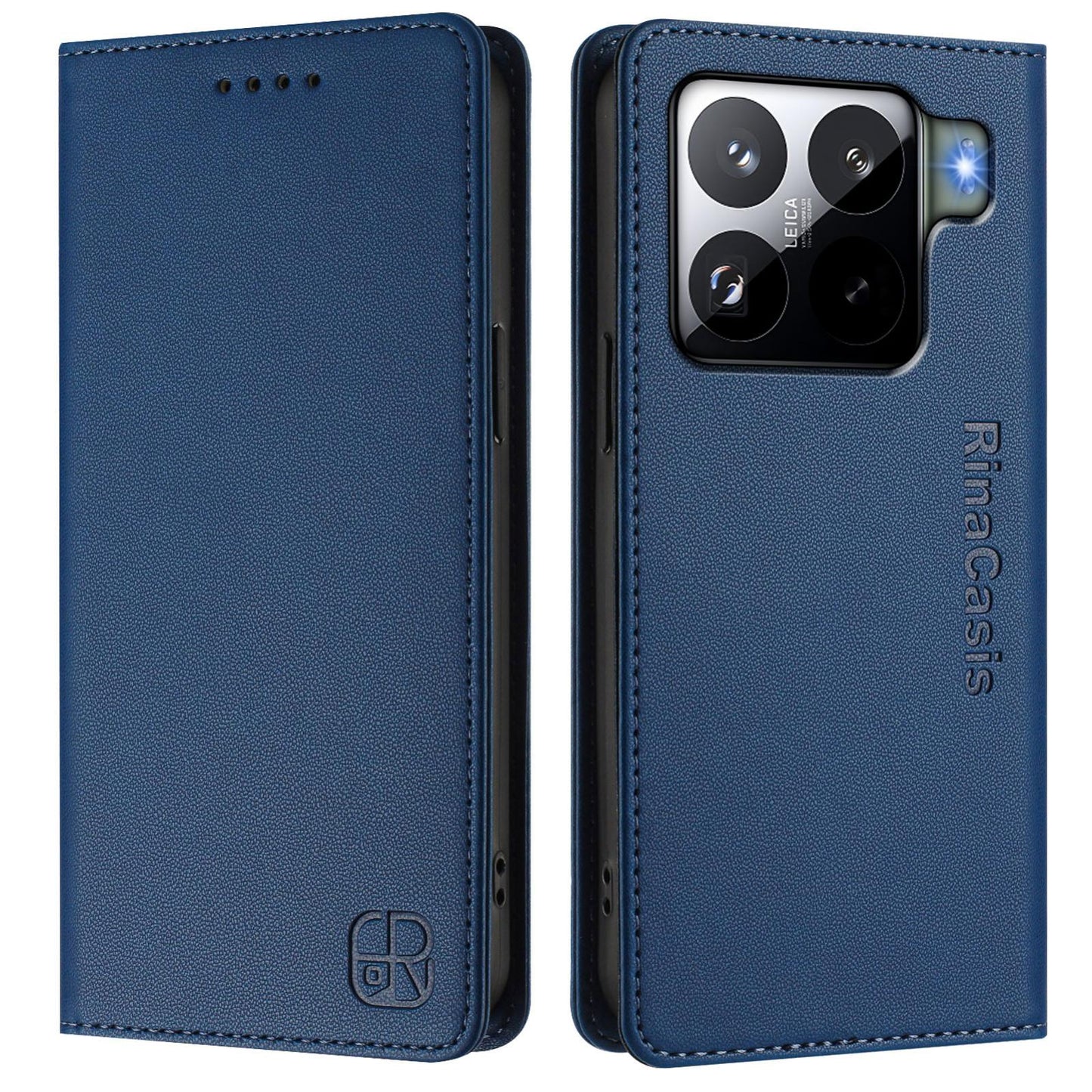Xiaomi 15S Pro Dual-Folded Magnetic Suction RFID Blocking PU Leather Wallet Phone Case with Card Slots, Cash Pocket, Kickstand, Full Protective Flip Cover