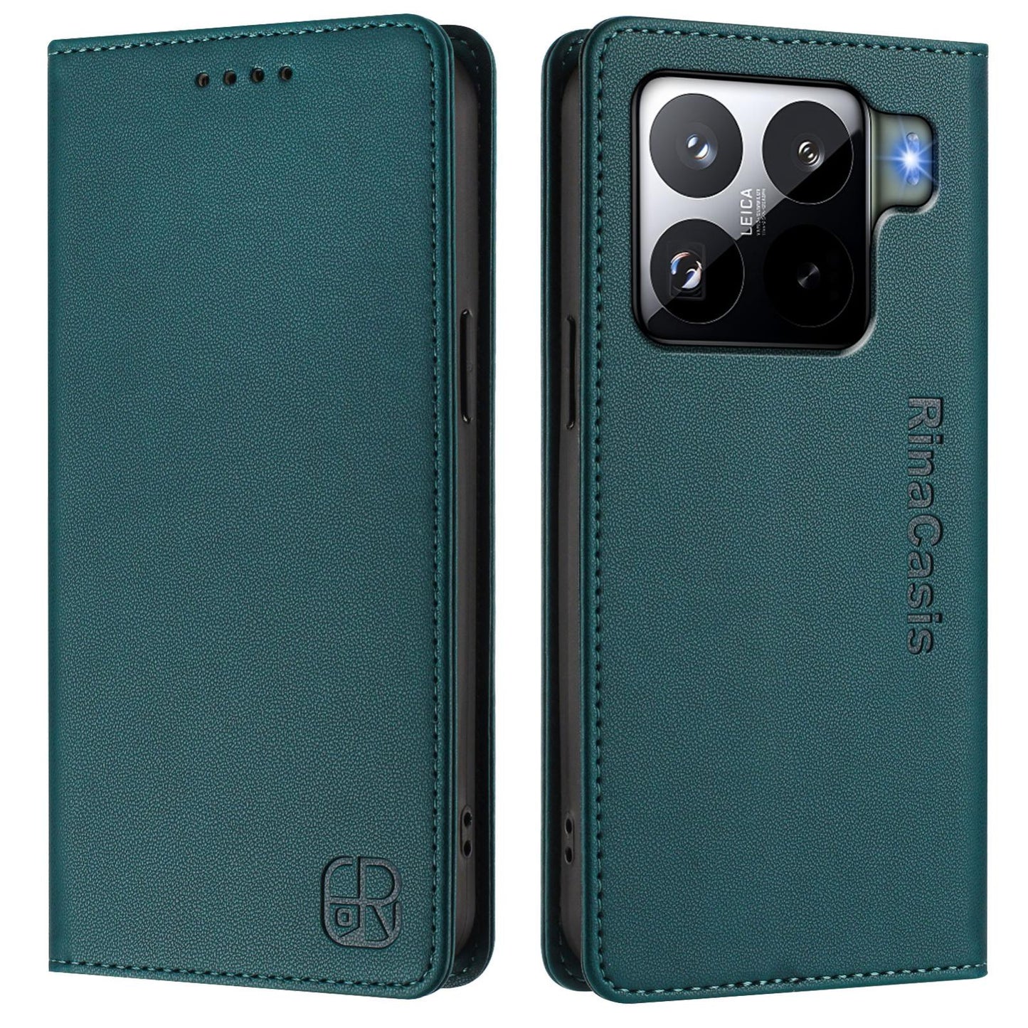 Xiaomi 15S Pro Dual-Folded Magnetic Suction RFID Blocking PU Leather Wallet Phone Case with Card Slots, Cash Pocket, Kickstand, Full Protective Flip Cover