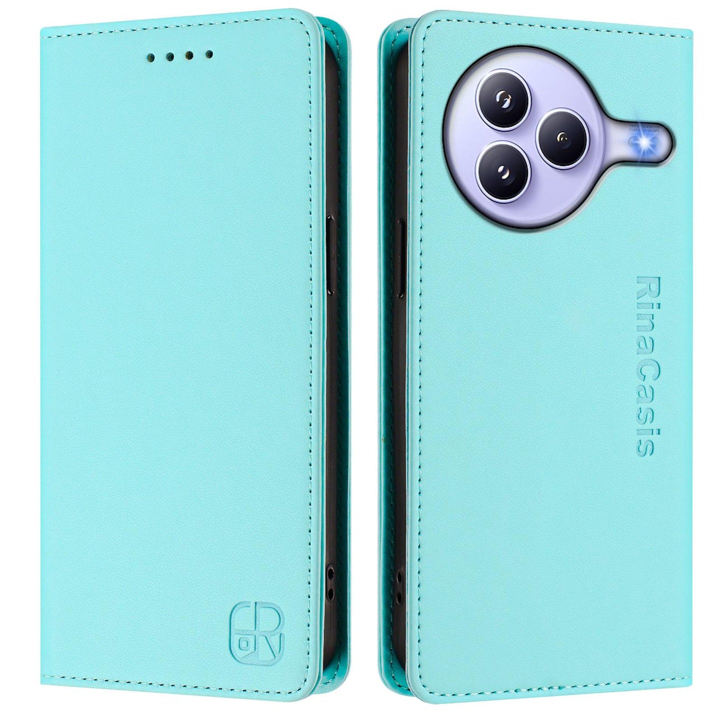 Xiaomi Civi 5 Pro Curved Dual-Folded Magnetic Suction RFID Blocking PU Leather Wallet Phone Case with Card Slots, Cash Pocket, Kickstand, Full Protective Flip Cover