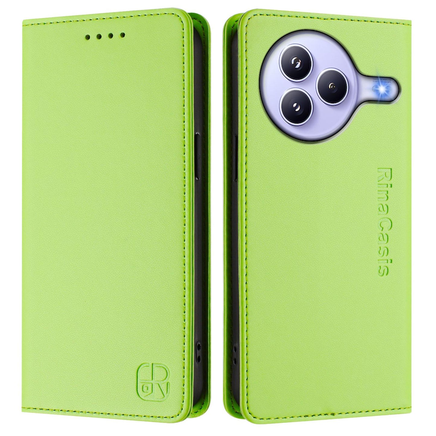 Xiaomi Civi 5 Pro Curved Dual-Folded Magnetic Suction RFID Blocking PU Leather Wallet Phone Case with Card Slots, Cash Pocket, Kickstand, Full Protective Flip Cover