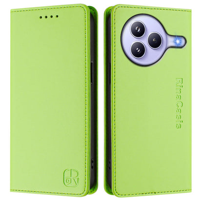 Xiaomi Civi 5 Pro Curved Dual-Folded Magnetic Suction RFID Blocking PU Leather Wallet Phone Case with Card Slots, Cash Pocket, Kickstand, Full Protective Flip Cover