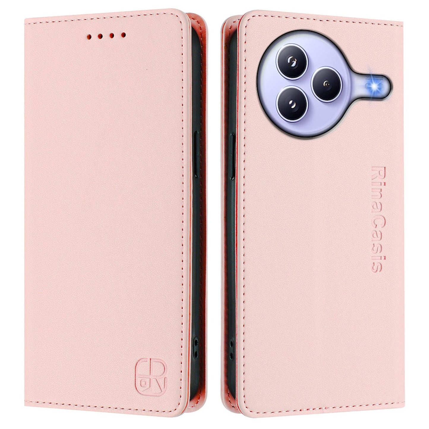 Xiaomi Civi 5 Pro Curved Dual-Folded Magnetic Suction RFID Blocking PU Leather Wallet Phone Case with Card Slots, Cash Pocket, Kickstand, Full Protective Flip Cover