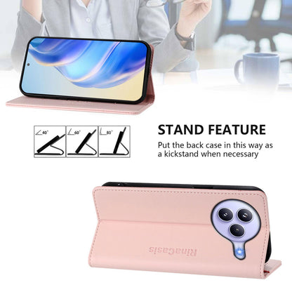 Xiaomi Civi 5 Pro Curved Dual-Folded Magnetic Suction RFID Blocking PU Leather Wallet Phone Case with Card Slots, Cash Pocket, Kickstand, Full Protective Flip Cover