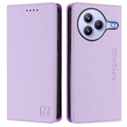 Xiaomi Civi 5 Pro Curved Dual-Folded Magnetic Suction RFID Blocking PU Leather Wallet Phone Case with Card Slots, Cash Pocket, Kickstand, Full Protective Flip Cover