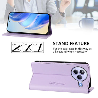 Xiaomi Civi 5 Pro Curved Dual-Folded Magnetic Suction RFID Blocking PU Leather Wallet Phone Case with Card Slots, Cash Pocket, Kickstand, Full Protective Flip Cover