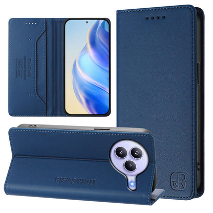 Xiaomi Civi 5 Pro Curved Dual-Folded Magnetic Suction RFID Blocking PU Leather Wallet Phone Case with Card Slots, Cash Pocket, Kickstand, Full Protective Flip Cover