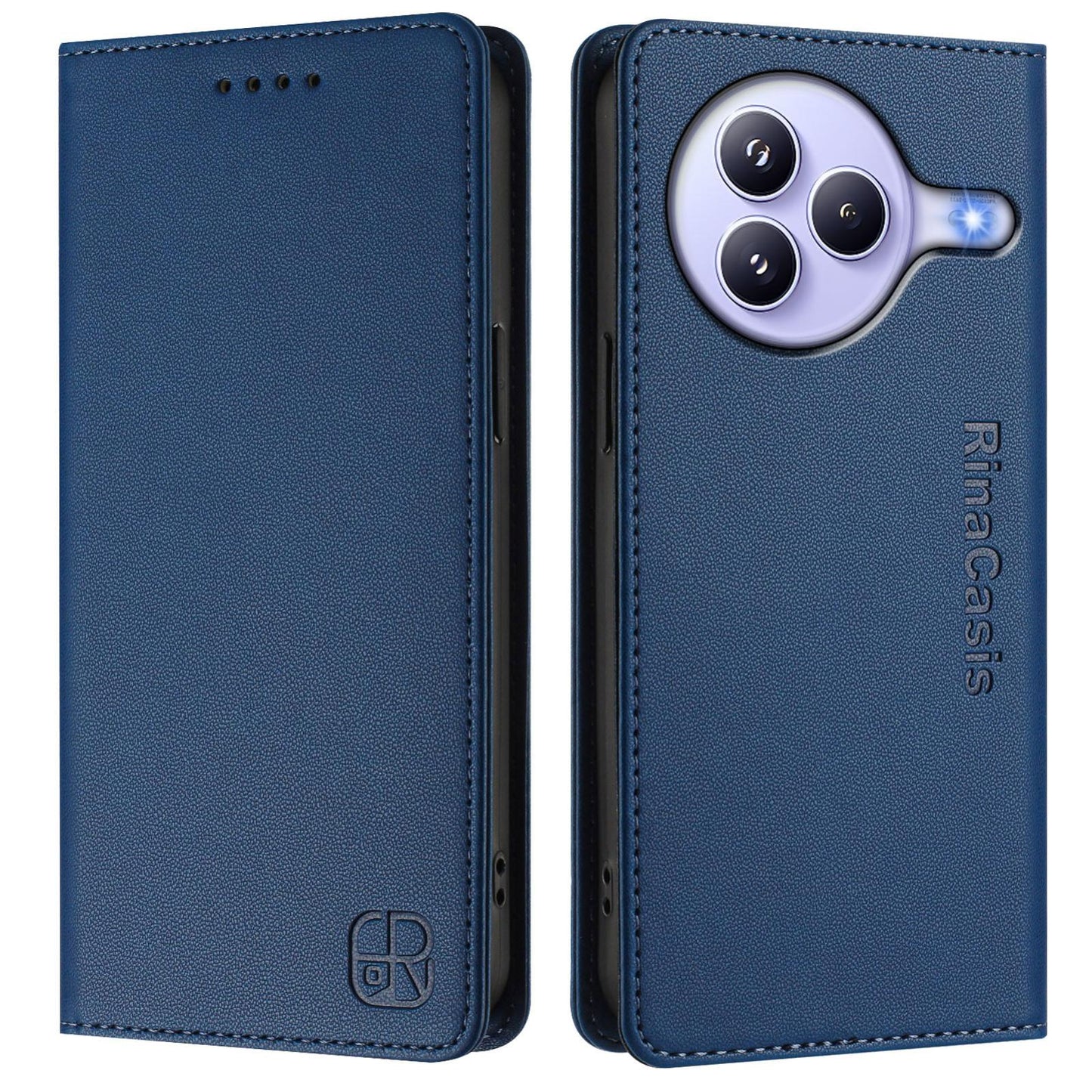 Xiaomi Civi 5 Pro Curved Dual-Folded Magnetic Suction RFID Blocking PU Leather Wallet Phone Case with Card Slots, Cash Pocket, Kickstand, Full Protective Flip Cover