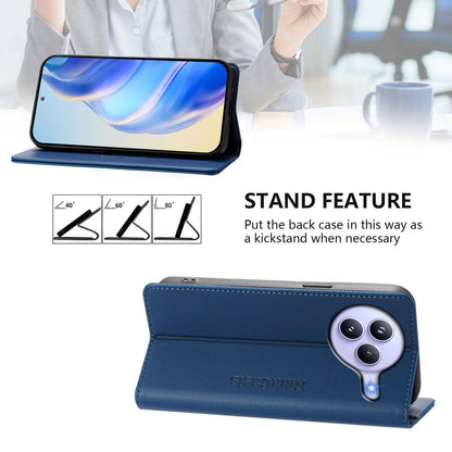 Xiaomi Civi 5 Pro Curved Dual-Folded Magnetic Suction RFID Blocking PU Leather Wallet Phone Case with Card Slots, Cash Pocket, Kickstand, Full Protective Flip Cover