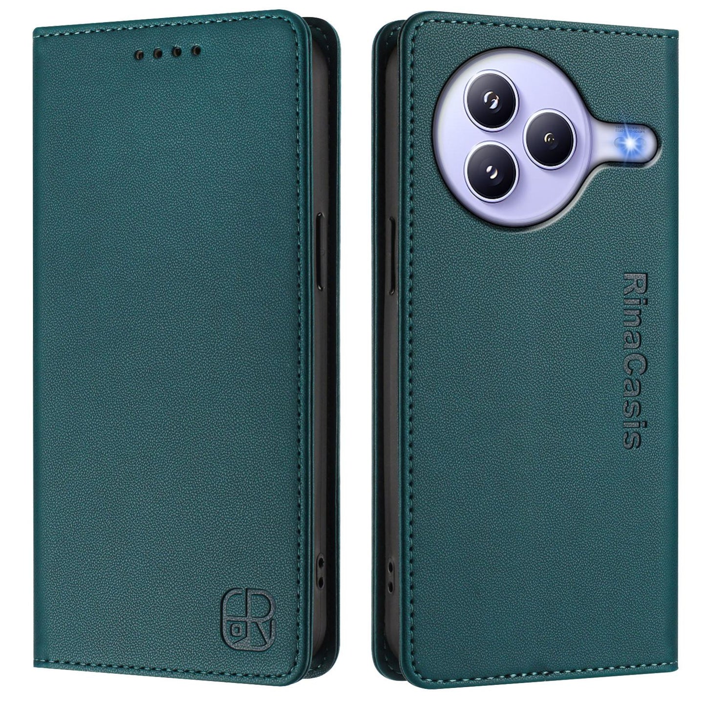 Xiaomi Civi 5 Pro Curved Dual-Folded Magnetic Suction RFID Blocking PU Leather Wallet Phone Case with Card Slots, Cash Pocket, Kickstand, Full Protective Flip Cover