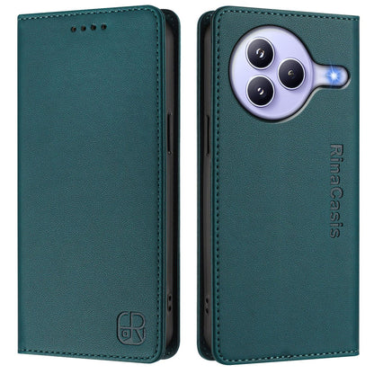 Xiaomi Civi 5 Pro Curved Dual-Folded Magnetic Suction RFID Blocking PU Leather Wallet Phone Case with Card Slots, Cash Pocket, Kickstand, Full Protective Flip Cover