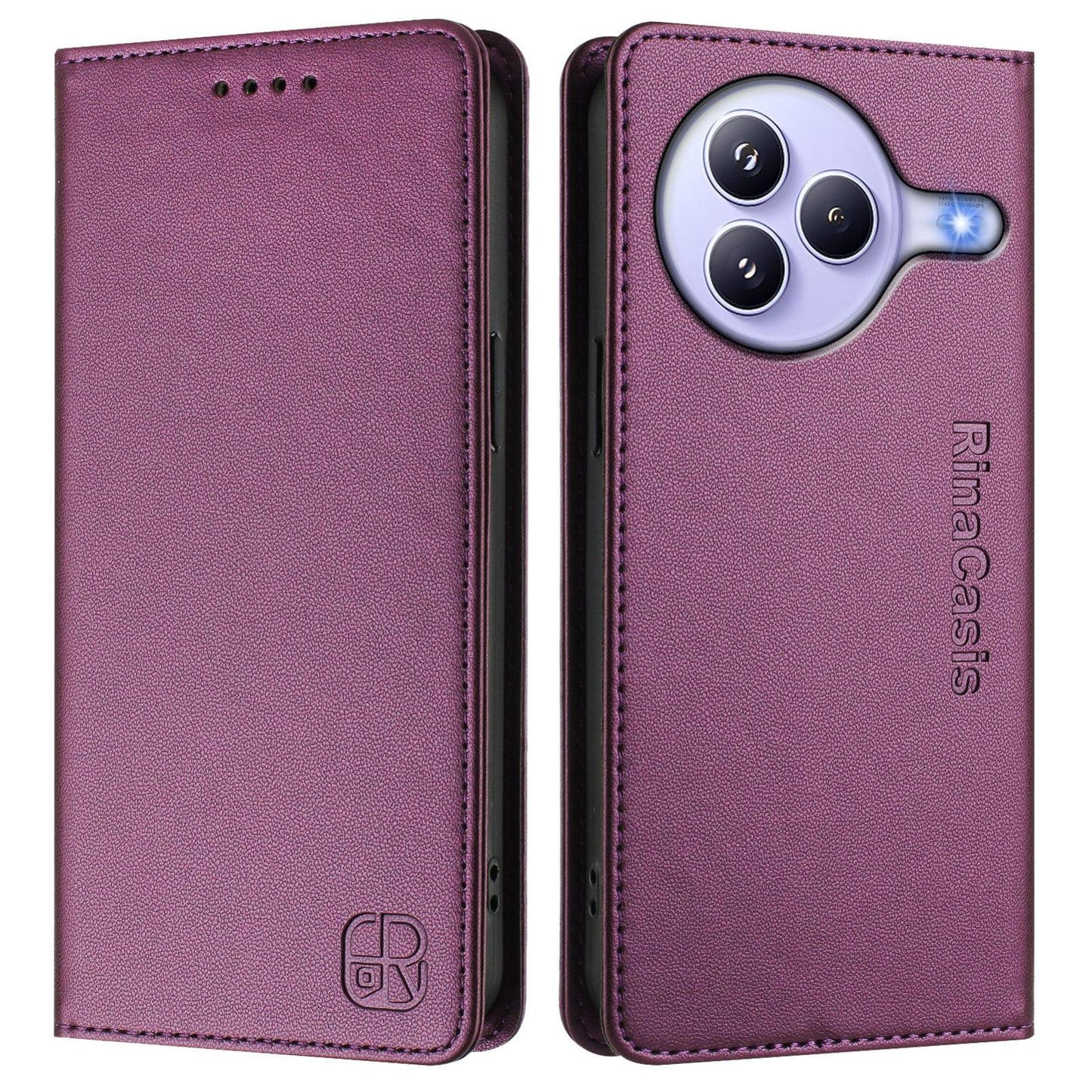 Xiaomi Civi 5 Pro Curved Dual-Folded Magnetic Suction RFID Blocking PU Leather Wallet Phone Case with Card Slots, Cash Pocket, Kickstand, Full Protective Flip Cover