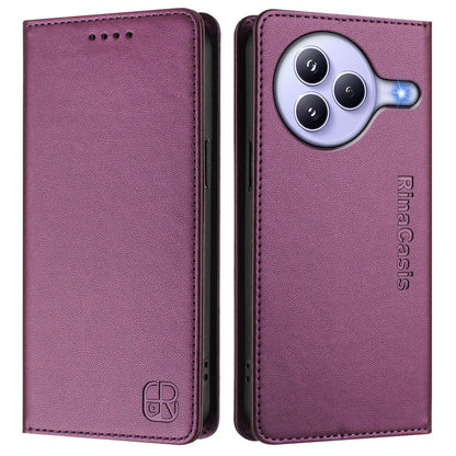 Xiaomi Civi 5 Pro Curved Dual-Folded Magnetic Suction RFID Blocking PU Leather Wallet Phone Case with Card Slots, Cash Pocket, Kickstand, Full Protective Flip Cover