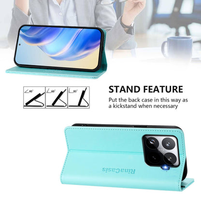 Xiaomi 15T Pro Dual-Folded Magnetic Suction RFID Blocking PU Leather Wallet Phone Case with Card Slots, Cash Pocket, Kickstand, Full Protective Flip Cover