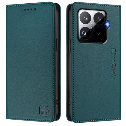 Xiaomi 15T Pro Dual-Folded Magnetic Suction RFID Blocking PU Leather Wallet Phone Case with Card Slots, Cash Pocket, Kickstand, Full Protective Flip Cover