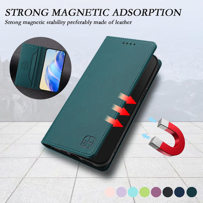 Xiaomi 15T Pro Dual-Folded Magnetic Suction RFID Blocking PU Leather Wallet Phone Case with Card Slots, Cash Pocket, Kickstand, Full Protective Flip Cover