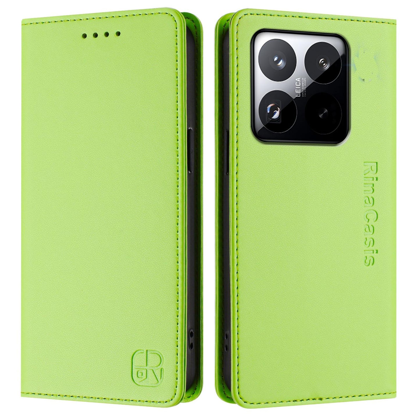 Xiaomi 15T Dual-Folded Magnetic Suction RFID Blocking PU Leather Wallet Phone Case with Card Slots, Cash Pocket, Kickstand, Full Protective Flip Cover
