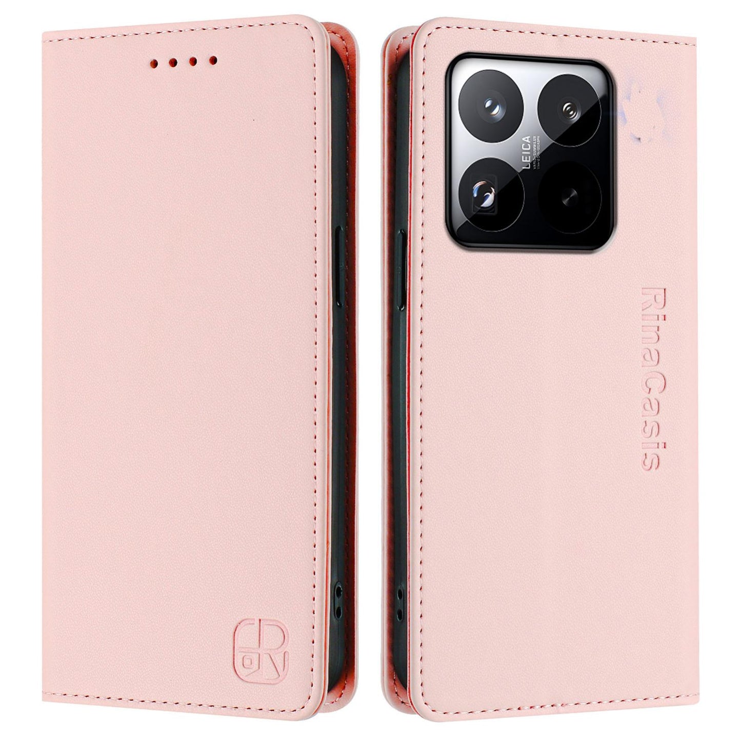 Xiaomi 15T Dual-Folded Magnetic Suction RFID Blocking PU Leather Wallet Phone Case with Card Slots, Cash Pocket, Kickstand, Full Protective Flip Cover