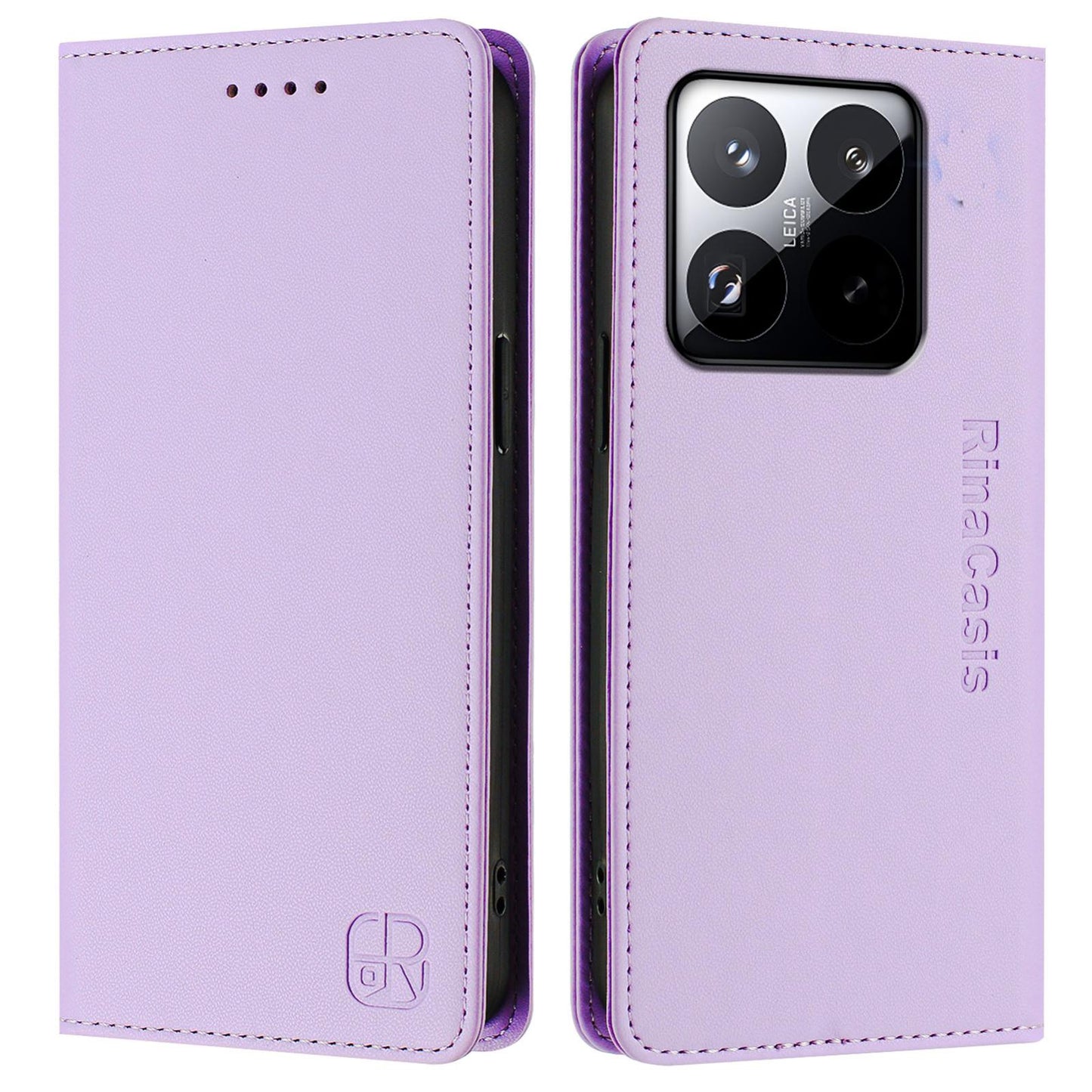Xiaomi 15T Dual-Folded Magnetic Suction RFID Blocking PU Leather Wallet Phone Case with Card Slots, Cash Pocket, Kickstand, Full Protective Flip Cover