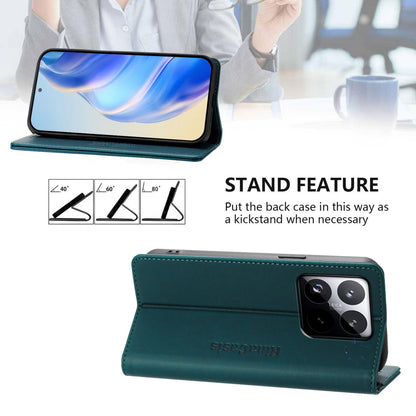 Xiaomi 15T Dual-Folded Magnetic Suction RFID Blocking PU Leather Wallet Phone Case with Card Slots, Cash Pocket, Kickstand, Full Protective Flip Cover