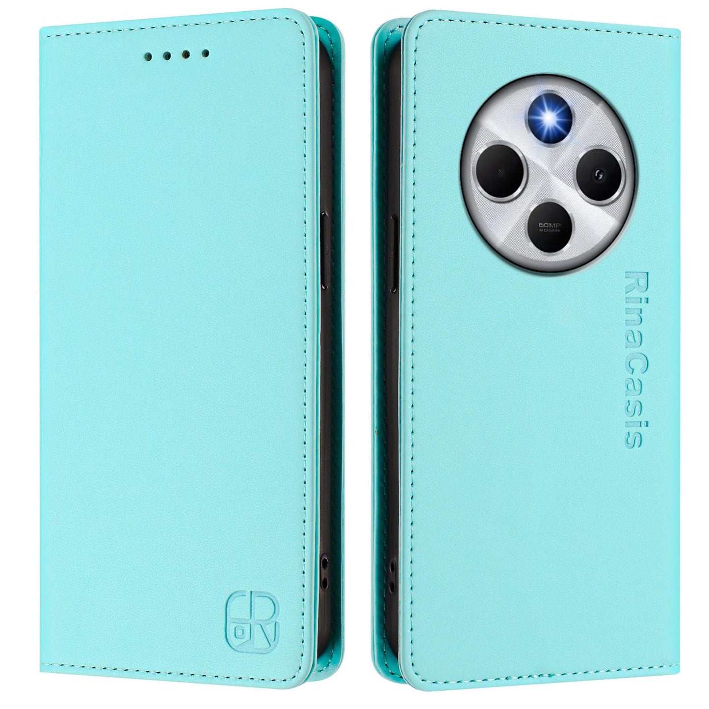 Xiaomi C75 4G Dual-Folded Magnetic Suction RFID Blocking PU Leather Wallet Phone Case with Card Slots, Cash Pocket, Kickstand, Full Protective Flip Cover