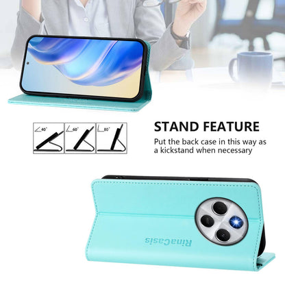 Xiaomi Poco M7 5G Dual-Folded Magnetic Suction RFID Blocking PU Leather Wallet Phone Case with Card Slots, Cash Pocket, Kickstand, Full Protective Flip Cover