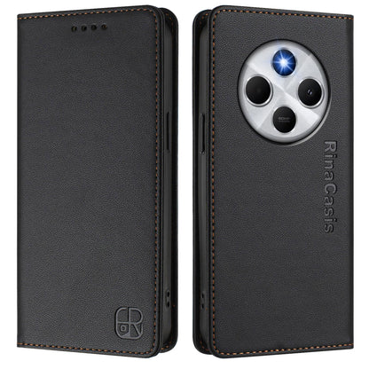 Xiaomi C75 4G Dual-Folded Magnetic Suction RFID Blocking PU Leather Wallet Phone Case with Card Slots, Cash Pocket, Kickstand, Full Protective Flip Cover