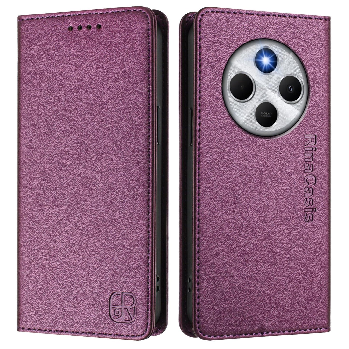 Xiaomi C75 4G Dual-Folded Magnetic Suction RFID Blocking PU Leather Wallet Phone Case with Card Slots, Cash Pocket, Kickstand, Full Protective Flip Cover