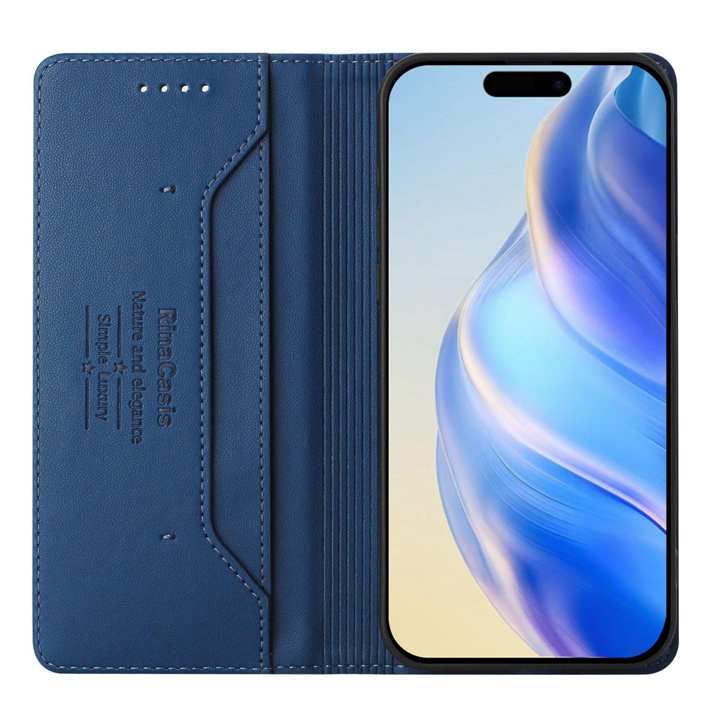 Xiaomi Poco M7 4G 169mm Dual-Folded Magnetic Suction RFID Blocking PU Leather Wallet Phone Case with Card Slots, Cash Pocket, Kickstand, Full Protective Flip Cover