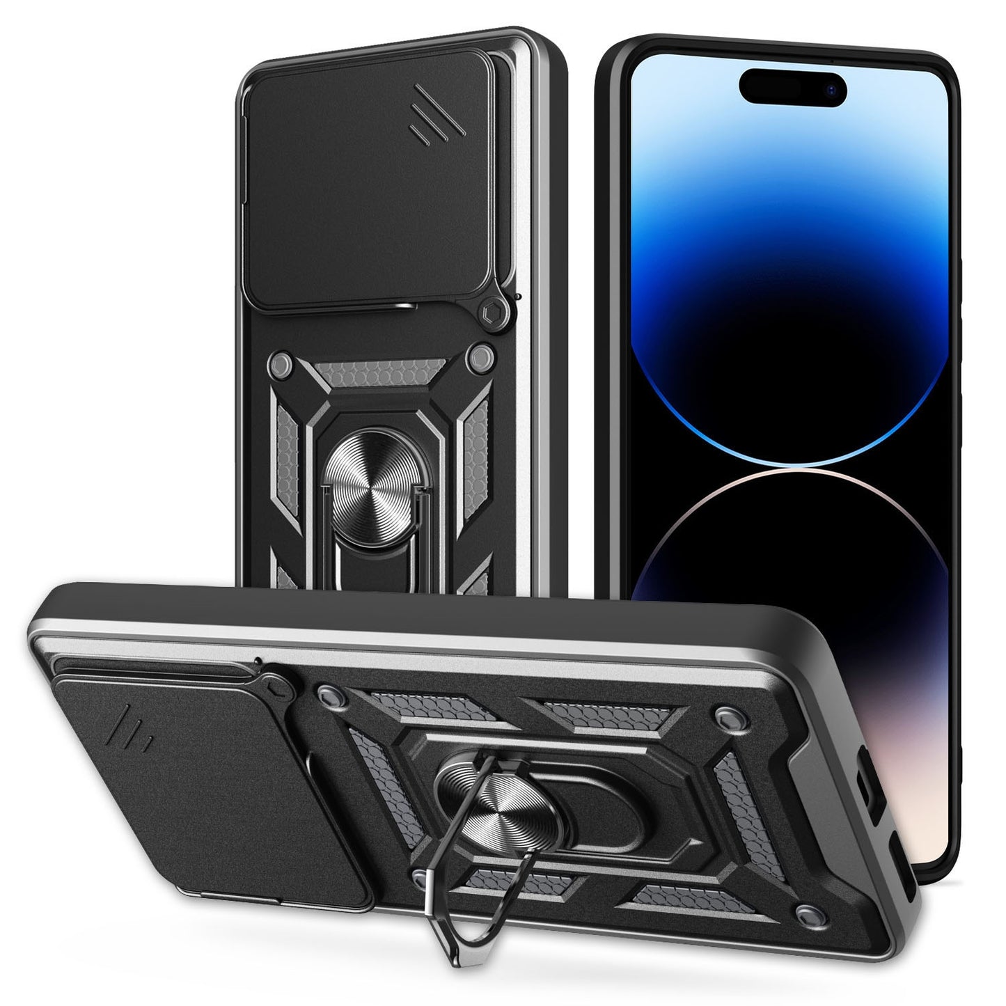 Nothing Phone 2a Sliding Camera Cover Magnetic Ring Stand Shockproof TPU + PC Protective Phone Case