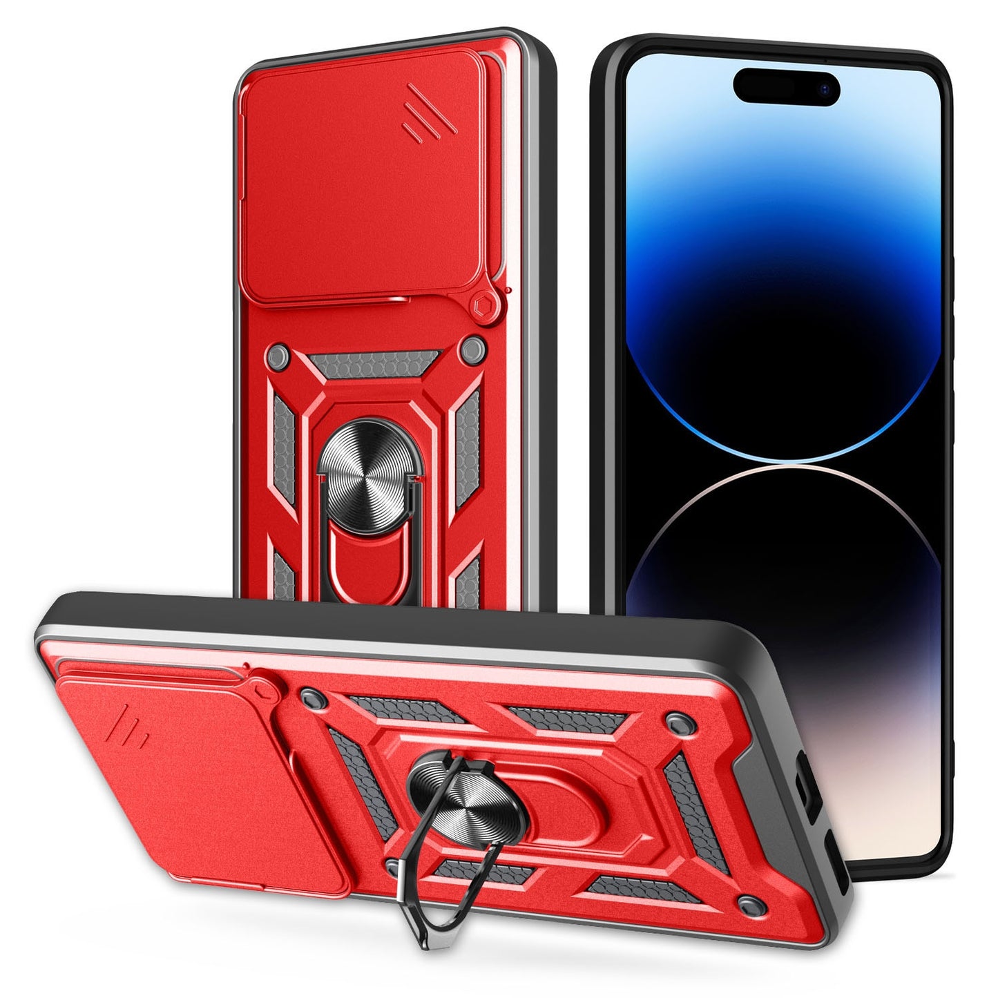 Nothing Phone 2a Sliding Camera Cover Magnetic Ring Stand Shockproof TPU + PC Protective Phone Case