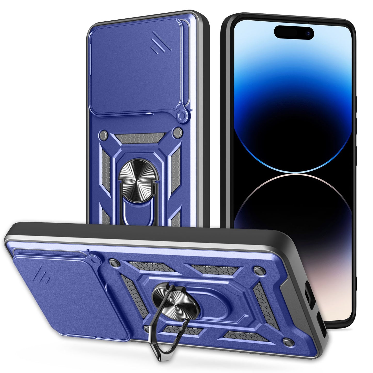 Nothing Phone 2a Sliding Camera Cover Magnetic Ring Stand Shockproof TPU + PC Protective Phone Case